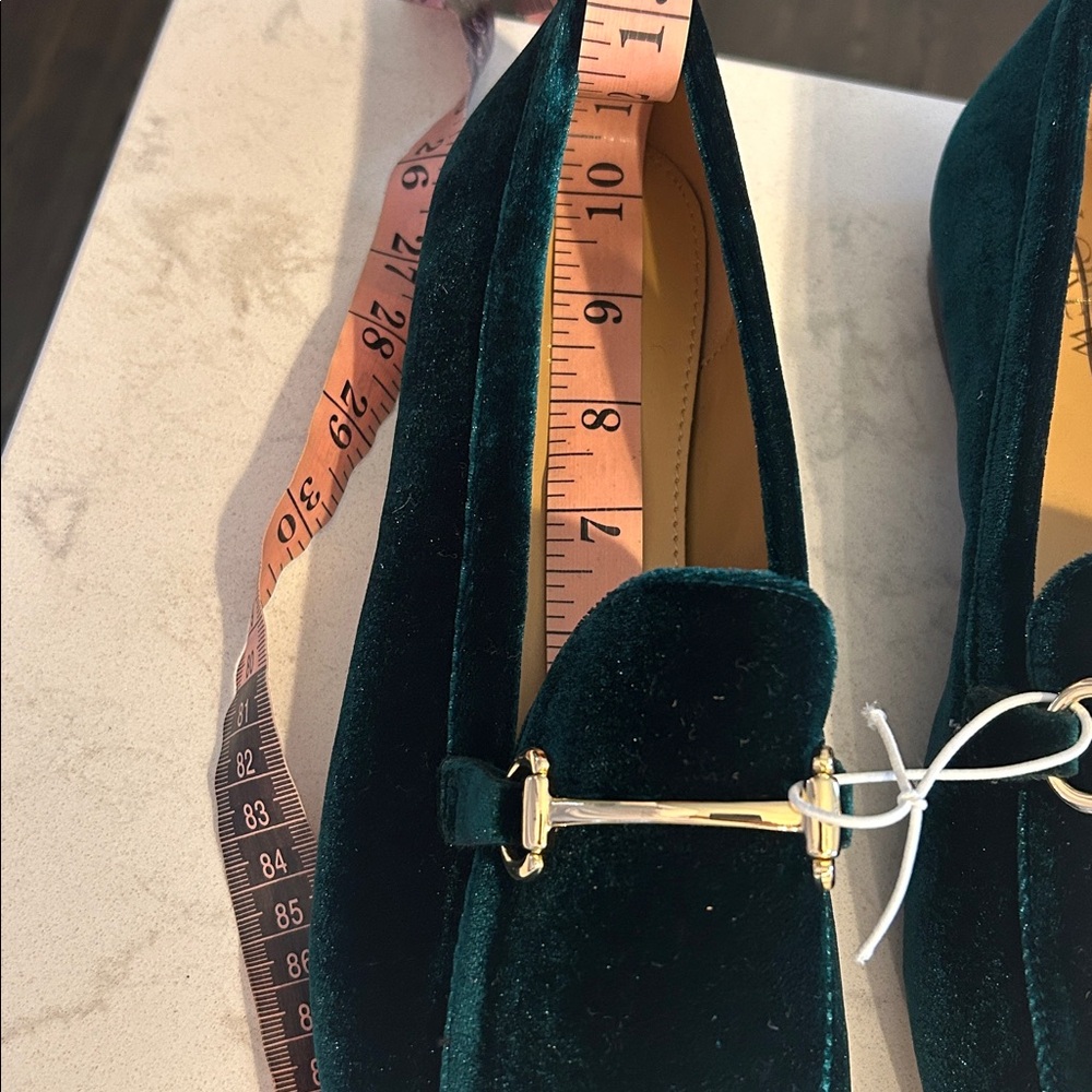 J. Crew Velvet Bit Green Elegant Holiday Loafers with Gold Accent 10 NWT - Picture 11 of 14
